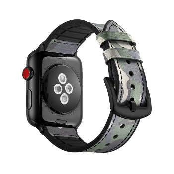 KD Leather & Silicone Apple Watch Strap 38/40mm (S/M/L) - Green Camo