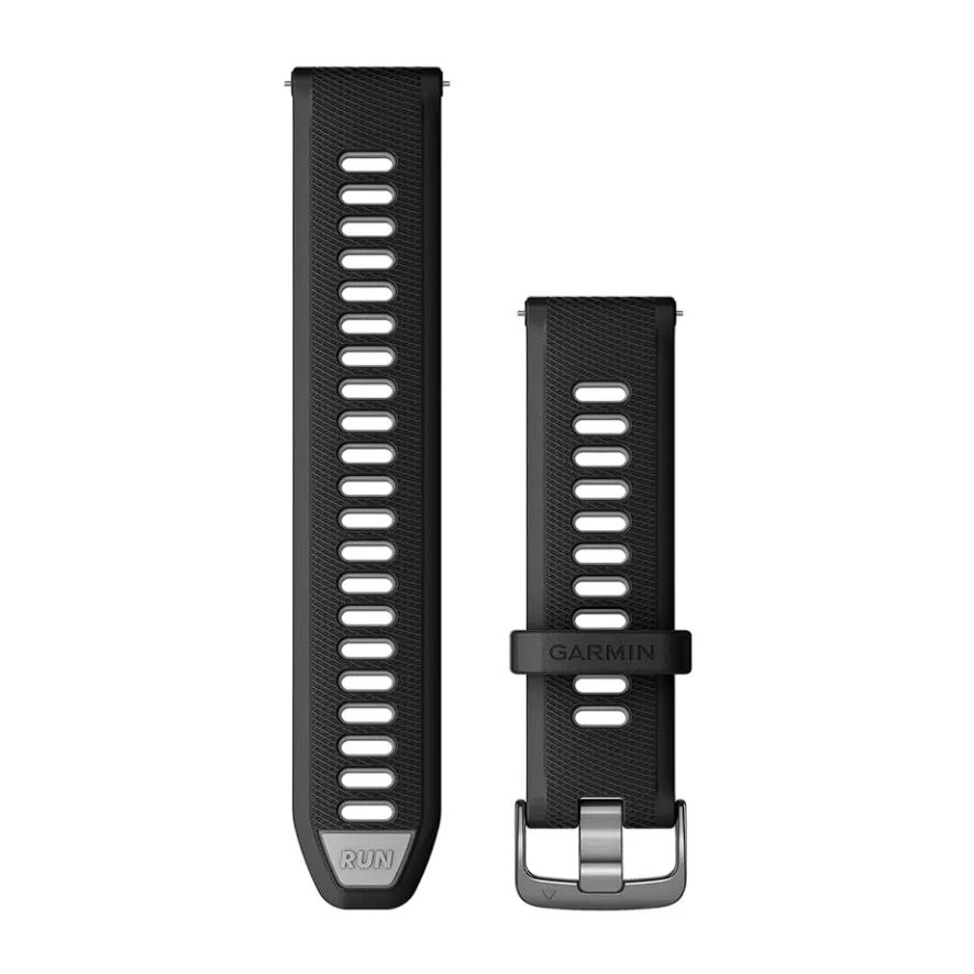 Garmin Quick Release 22mm Silicone Bands - Black/Powder Grey with Slate Hardware - Image 1