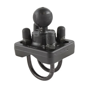 RAM Double U-Bolt Base with 1" Ball for Rails from 0.75" to 1.25" in Diameter