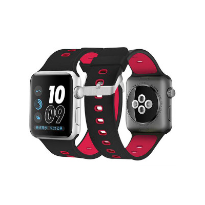 KD Silicone Strap for 38/40mm Apple Watch(S/M/L) – Black & Red