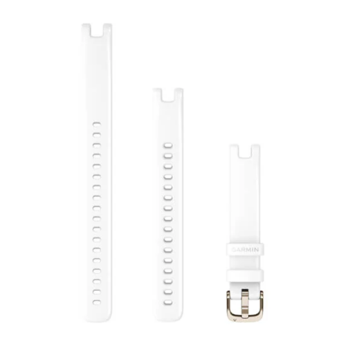 Garmin Lily Silicone Bands 14 mm - White with Cream Gold Hardware