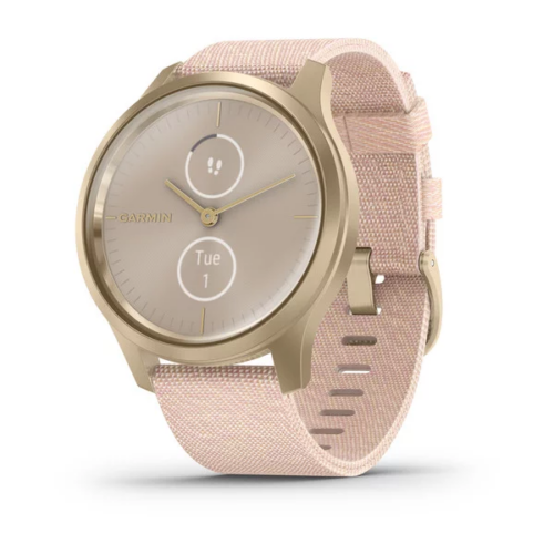 Garmin Vivomove Style, Blush Pink Nylon with Light Gold Hardware