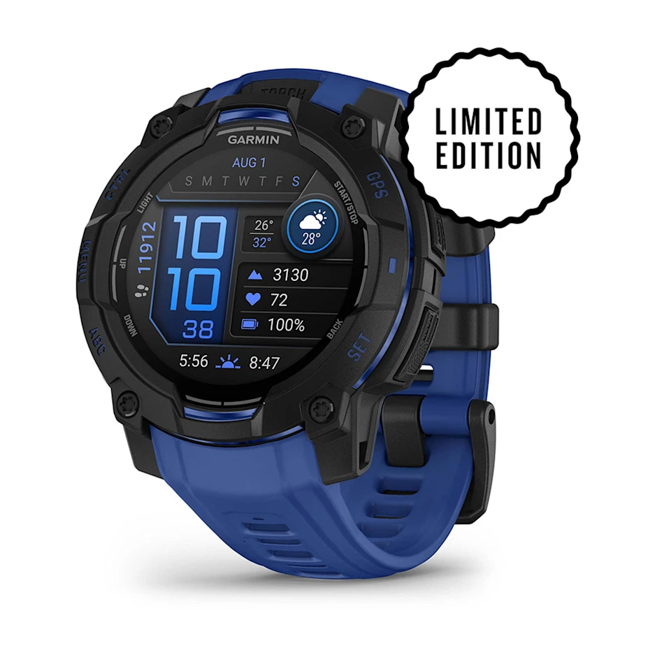 Garmin Instinct 3 45mm AMOLED - Black with Bolt Blue Black Band