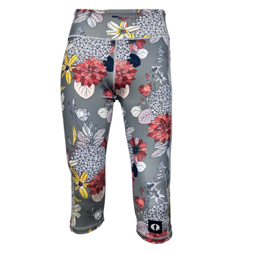 Funky Pants- High Waist Leggings- Grey Floral Charms