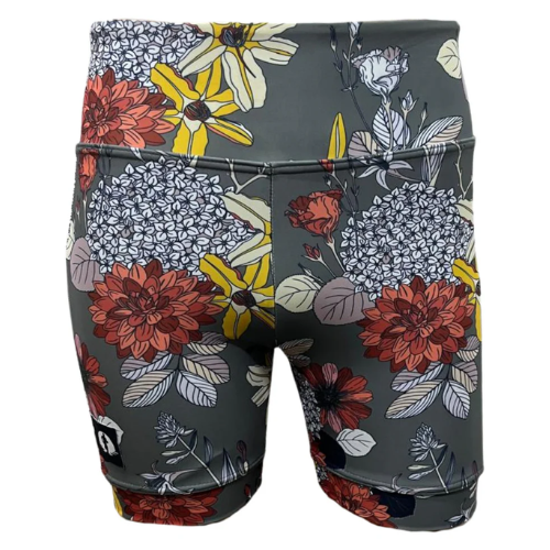 Funky Pants- High Waist Shorts- Grey Floral Charms