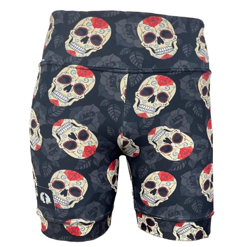 Funky Pants- High Waist Shorts- Smiley Skulls