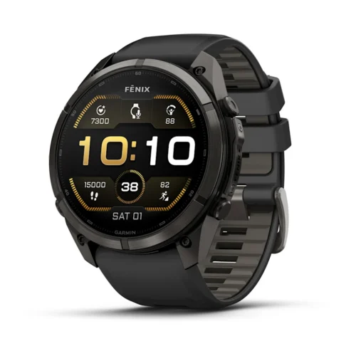Garmin fēnix® 9 Pro- Carbon Grey DLC Titanium with Black/Pebble Grey Silicone Band 51mm